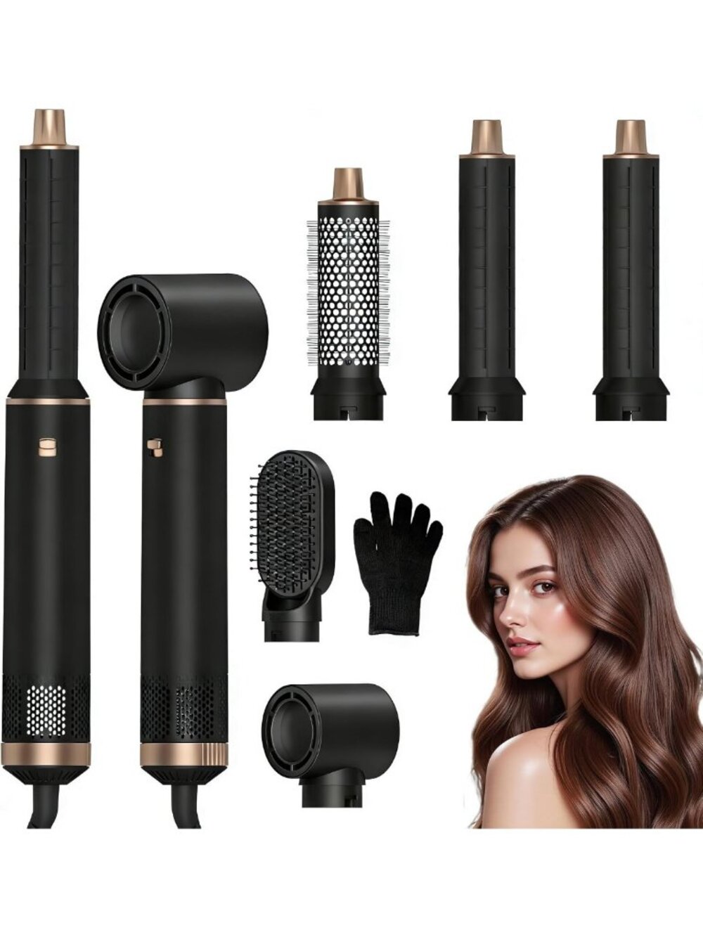 5-in-1 Ionic Blow Dryer Brush - Hot Air Styler for Curling, Volumizing